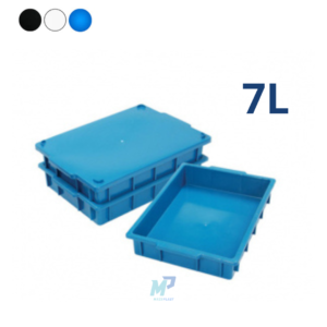 Caixa Plástica Fechada 7L – Com ou Sem Tampa, Preto ou Branco Empilhável, Resistente