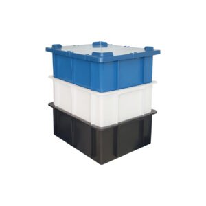 Caixa Plástica Fechada 15L – Com ou Sem Tampa, Preto ou Branco Empilhável, Resistente