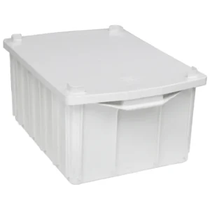 Caixa Plástica Fechada 26L – Com ou Sem Tampa, Preto ou Branco Empilhável, Resistente - Branco, Com Tampa