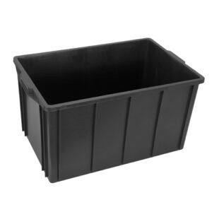 Caixa Plástica Fechada 26L – Com ou Sem Tampa, Preto ou Branco Empilhável, Resistente - Preto, Sem Tampa