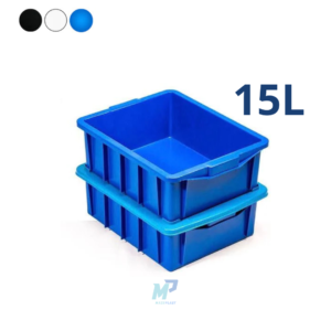 Caixa Plástica Fechada 15L – Com ou Sem Tampa, Preto ou Branco Empilhável, Resistente