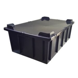 Caixa Plástica Fechada 36L – Com ou Sem Tampa, Preto ou Branco Empilhável, Resistente - Preto, Com Tampa