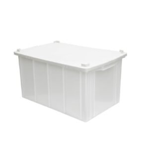 Caixa Plástica Fechada 38L – Com ou Sem Tampa, Preto ou Branco Empilhável, Resistente - Branco, Com Tampa