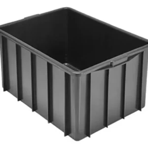 Caixa Plástica Fechada 38L – Com ou Sem Tampa, Preto ou Branco Empilhável, Resistente - Preto, Sem Tampa