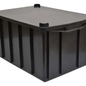 Caixa Plástica Fechada 38L – Com ou Sem Tampa, Preto ou Branco Empilhável, Resistente - Preto, Com Tampa