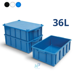 Caixa Plástica Fechada 36L – Com ou Sem Tampa, Preto ou Branco Empilhável, Resistente