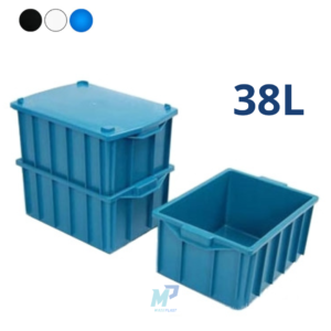 Caixa Plástica Fechada 38L – Com ou Sem Tampa, Preto ou Branco Empilhável, Resistente