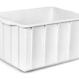 Caixa Plástica Fechada 130L – Com ou Sem Tampa, Preto ou Branco - Branco, Sem Tampa