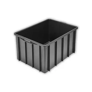 Caixa Plástica Fechada 130L – Com ou Sem Tampa, Preto ou Branco - Preto, Sem Tampa