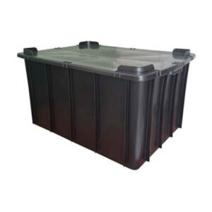 Caixa Plástica Fechada 130L – Com ou Sem Tampa, Preto ou Branco - Preto, Com Tampa