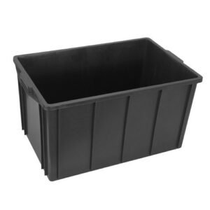 Caixa Plástica Fechada 180L – Com ou Sem Tampa, Preto ou Branco - Preto, Sem Tampa