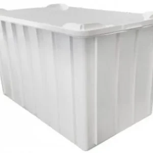 Caixa Plástica Fechada 300L – Com ou Sem Tampa, Preto ou Branco - Branco, Com Tampa