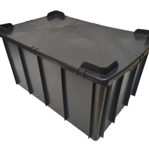 Caixa Plástica Fechada 61L – Com ou Sem Tampa, Preto ou Branco - Preto, Com Tampa