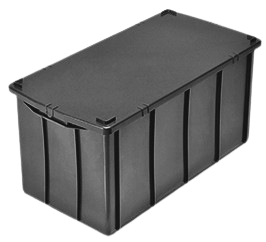 Caixa Plástica Fechada 70L – Com ou Sem Tampa, Preto ou Branco - Preto, Com Tampa