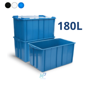 Caixa Plástica Fechada 180L – Com ou Sem Tampa, Preto ou Branco