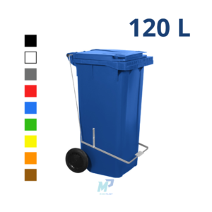Lixeira Container 120 Litros Com Pedal e Rodas - Cores Coleta Seletiva
