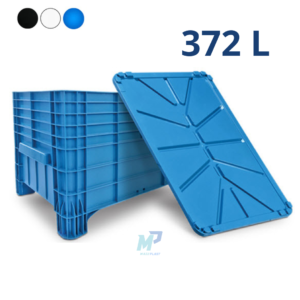 Caixa Plástica Fechada Container 372L (Mod. 1030) – Com ou Sem Tampa, Preto ou Branco
