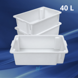Caixa Plástica Pescados 40 Litros - Branca Natural, Preta